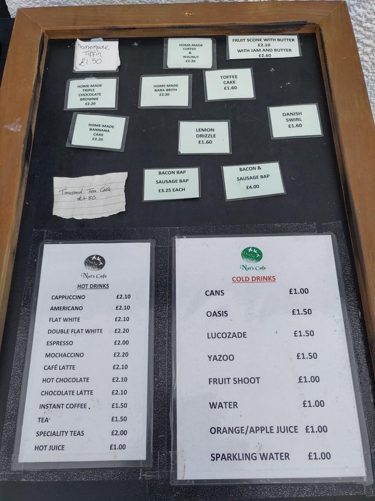 Menu at Nets Cafe, Neston