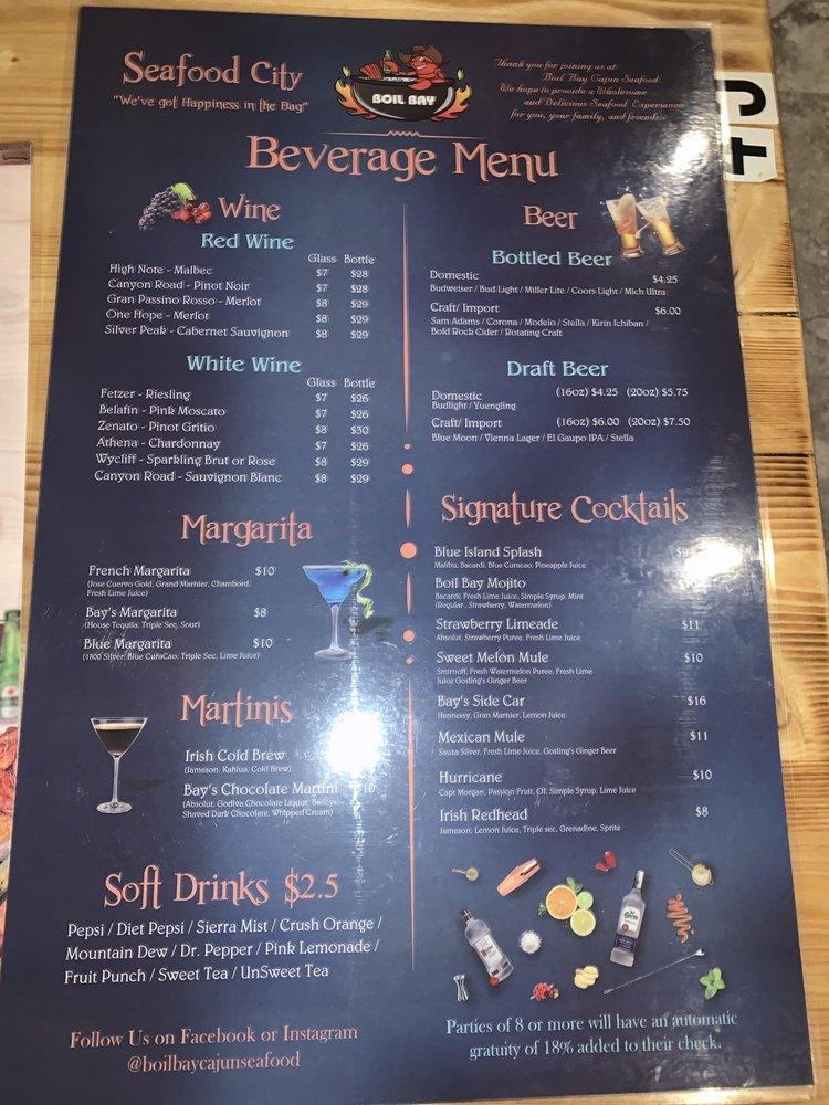 Menu at Boil Bay Seafood City restaurant, Norfolk