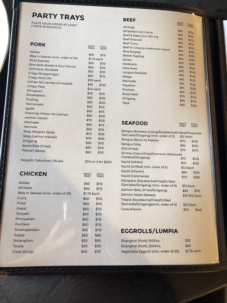 Menu at The Noypitz Bar & Grill, Los Angeles