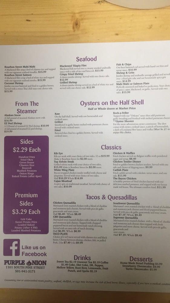 Menu at Purple Onion restaurant, Cabot, S Pine St