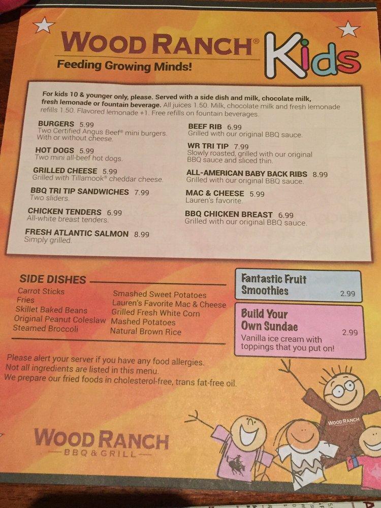 Menu at Wood Ranch BBQ & Grill, Camarillo