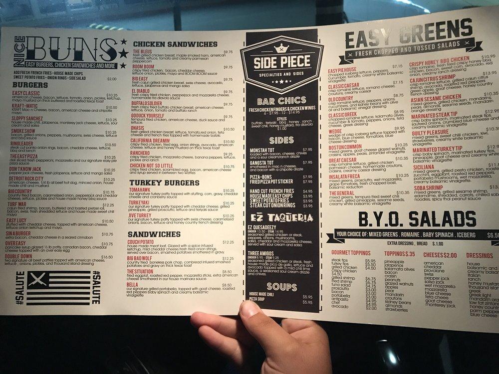 Menu at Easy Pie Revere pub & bar, Revere