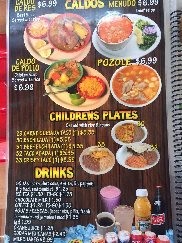 Menu at Mi Guadalajara Mexican Restaurant, San Antonio, Culebra Rd