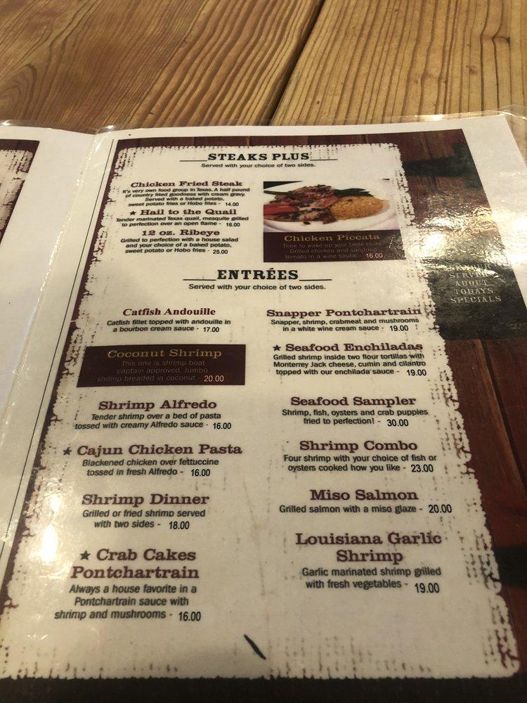 Menu at The Original Railroad Seafood Station pub & bar, Odem, Voss Ave