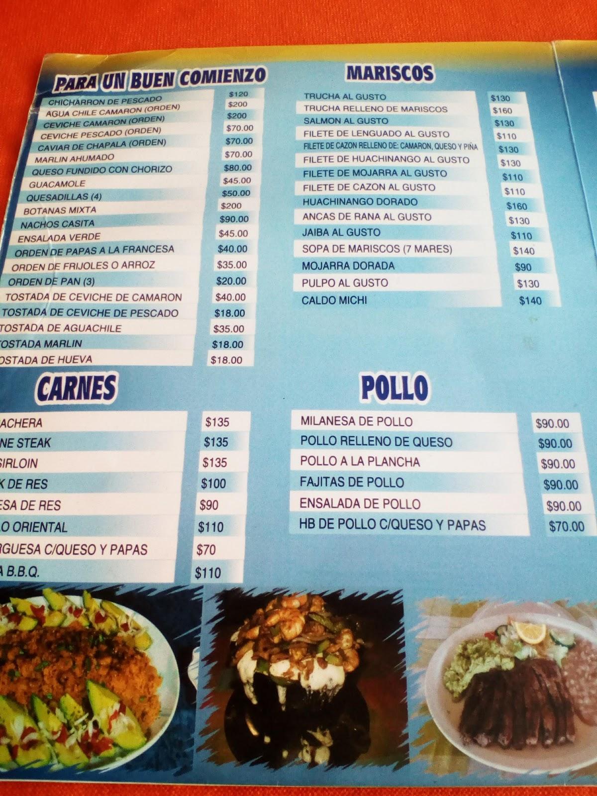 Menu at La casita del molcajete restaurant, Chapala