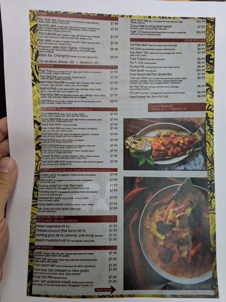 Menu at Asia Market Thai Lao Food restaurant, Houston, N Main St