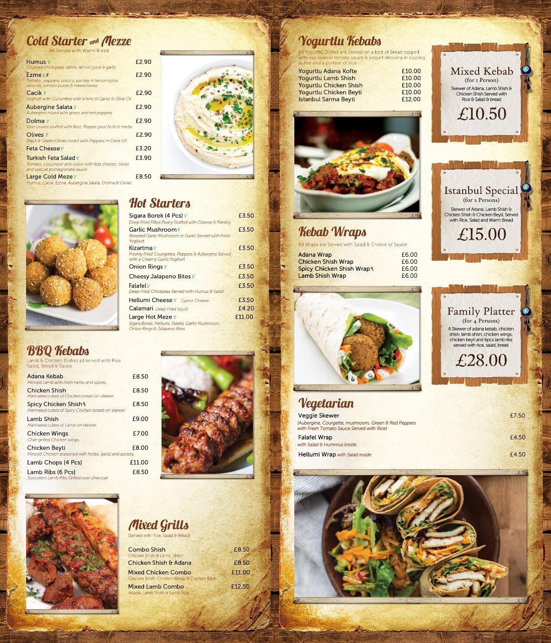 Menu at Istanbul BBQ Kitchen Loughborough