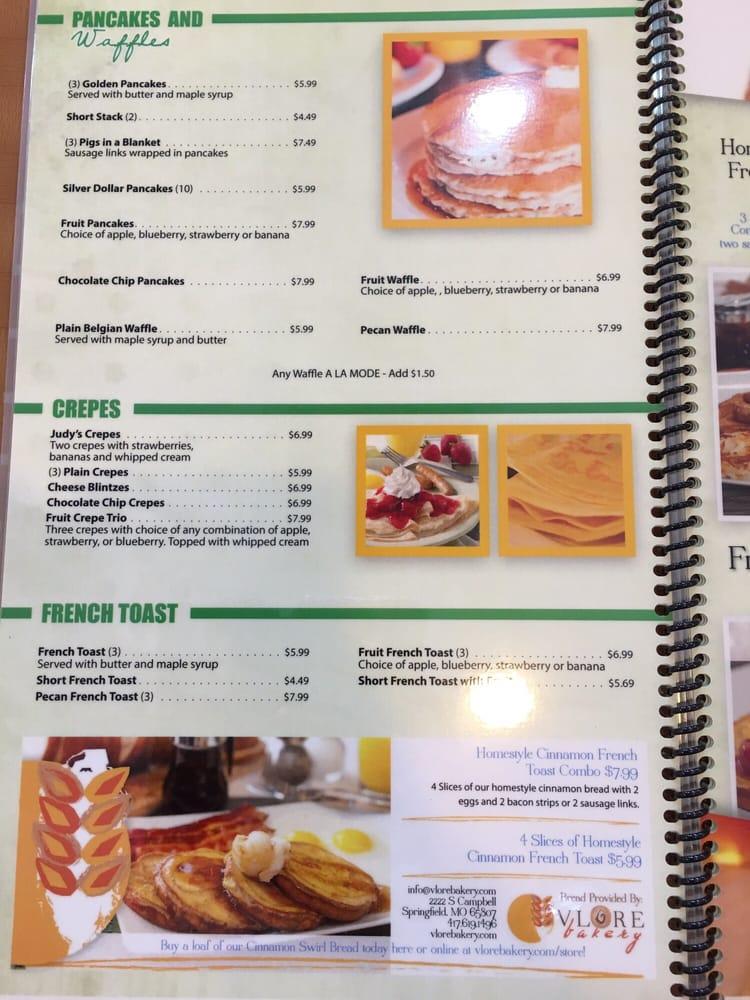 Menu at Judy's Cafe, Garland