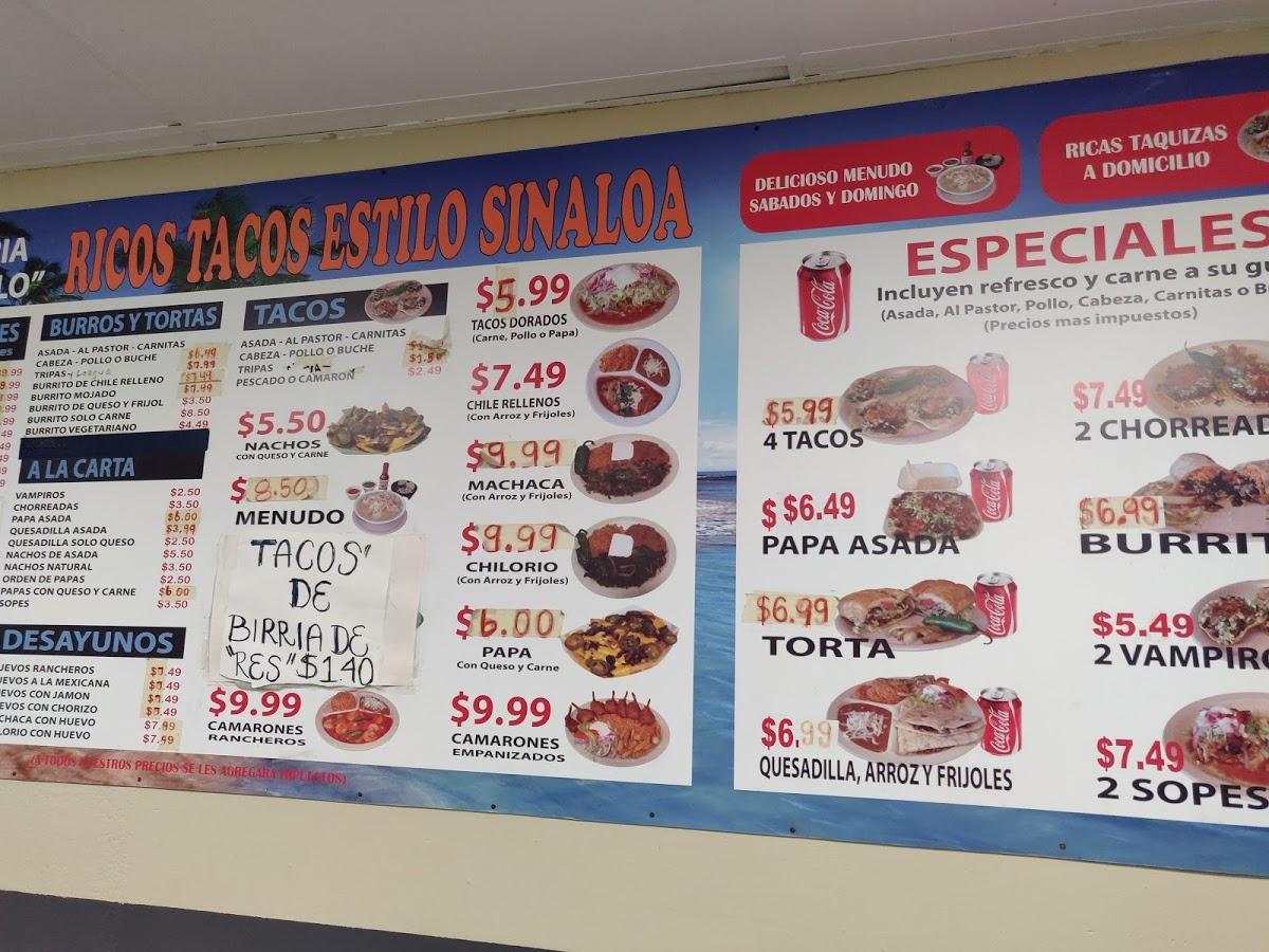 Menu at Taquería El Grullo restaurant, Downey