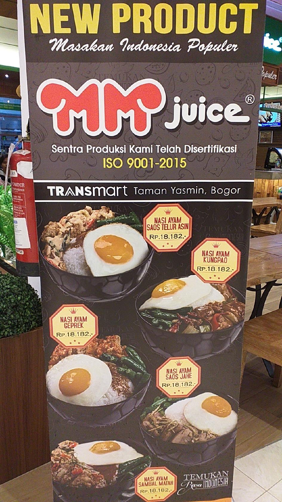 Menu at MM Juice Taman Yasmin restaurant, Bogor