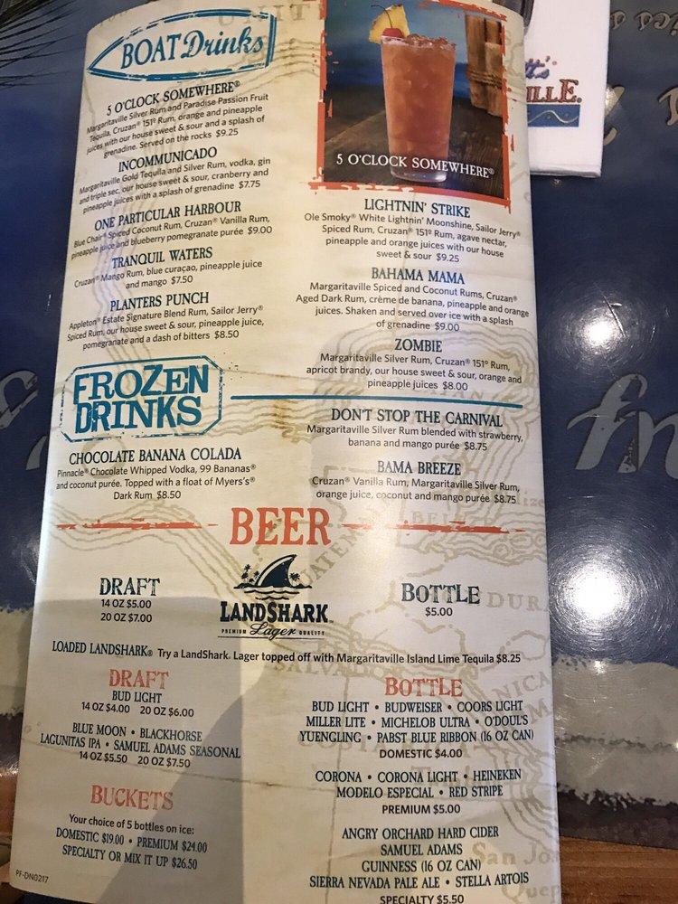 Menu at Margaritaville Pigeon pub & bar, Pigeon 130 The