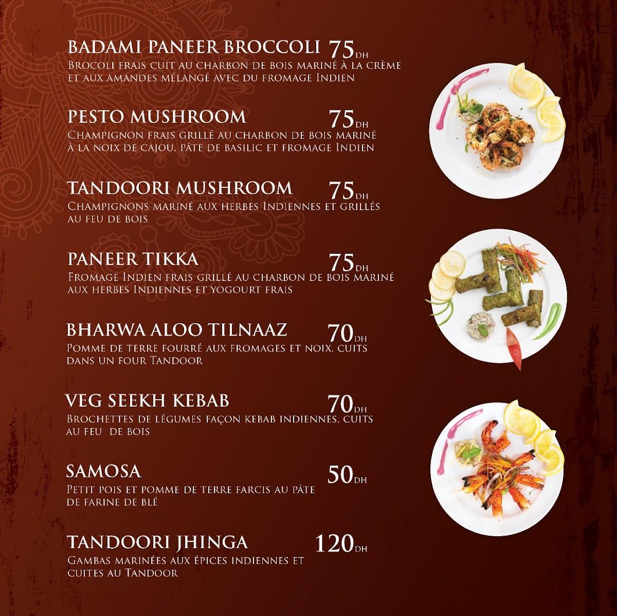Menu at Clay Oven Marrakech restaurant, Marrakesh