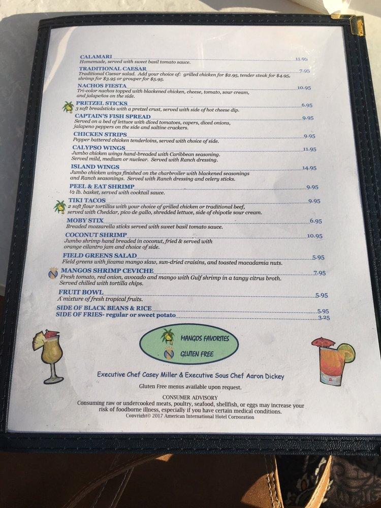 Menu at Mangos Restaurant & Tiki Bar, North Redington Beach