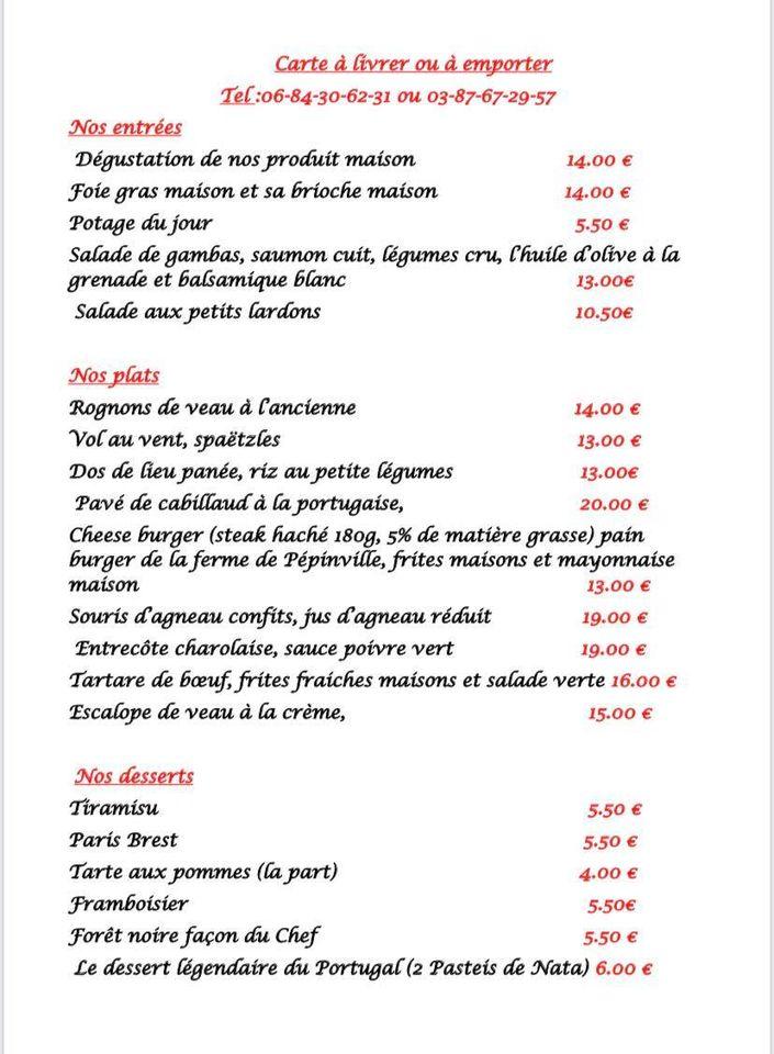 Menu at Le Garage fast food, Hagondange