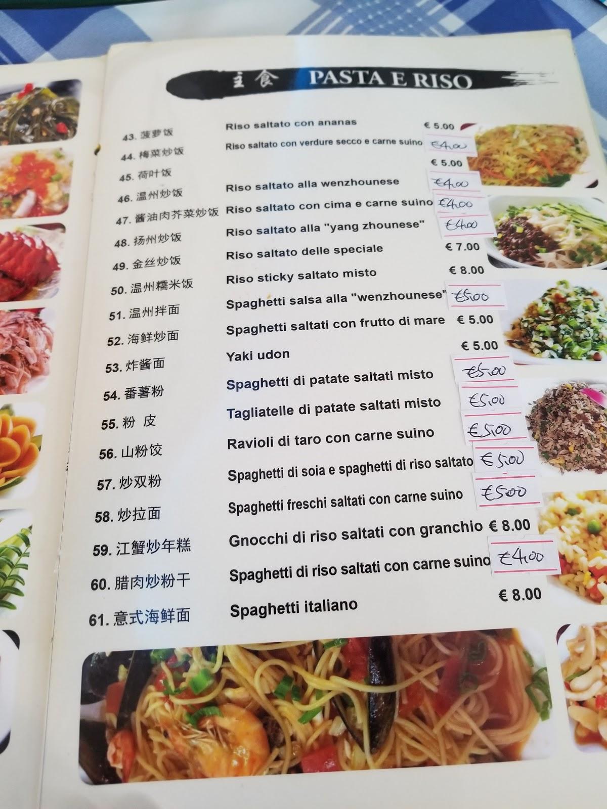 Menu at Ristorante Anan, Milan