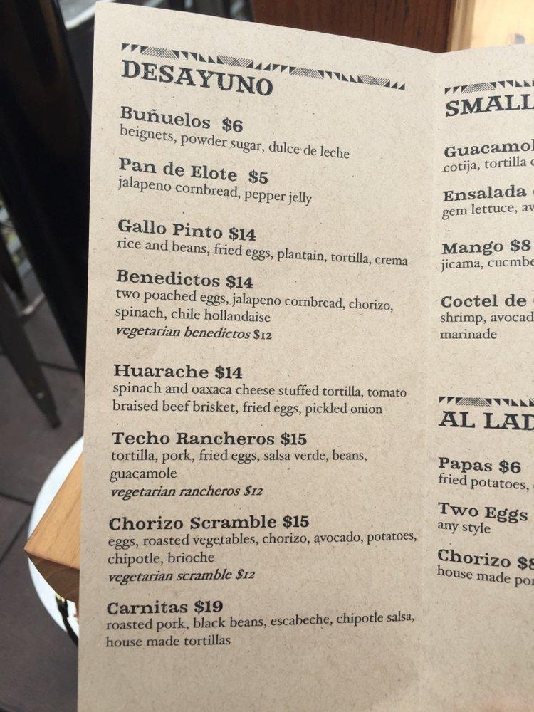 Menu at El Techo pub & bar, San Francisco