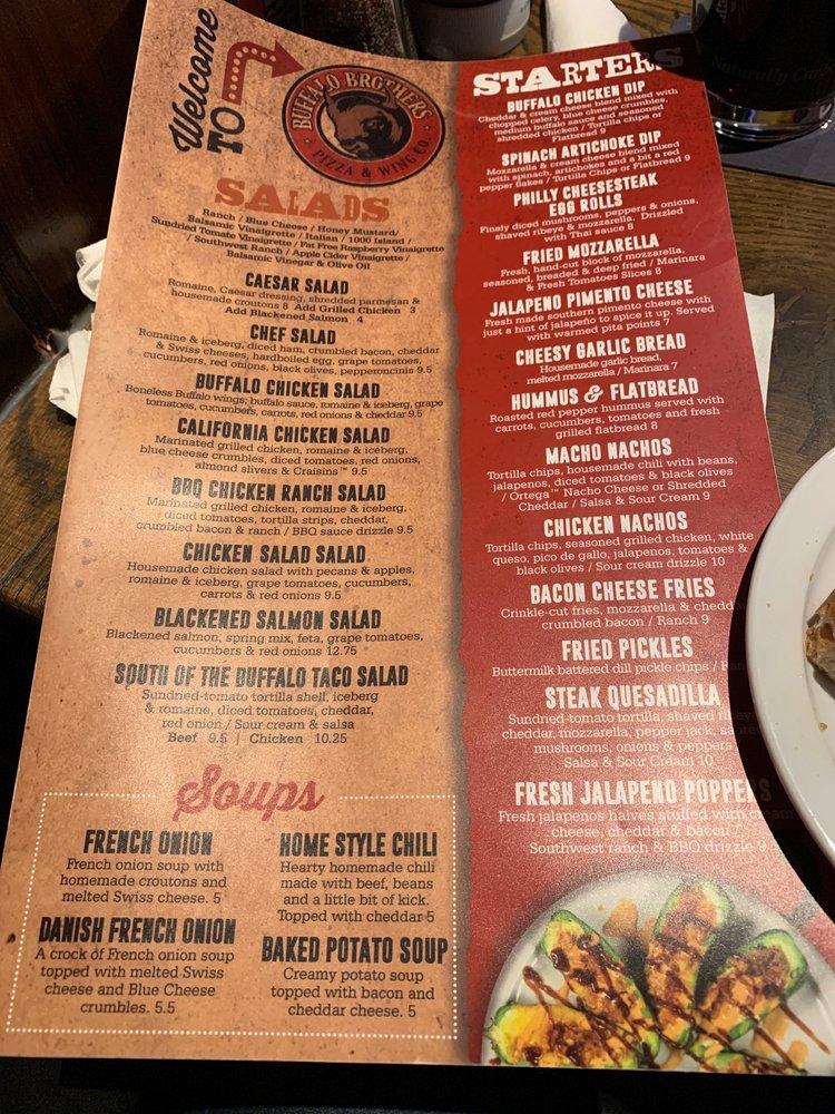 Menu at Buffalo Brothers Pizza & Wing Co. pub & bar, Cary