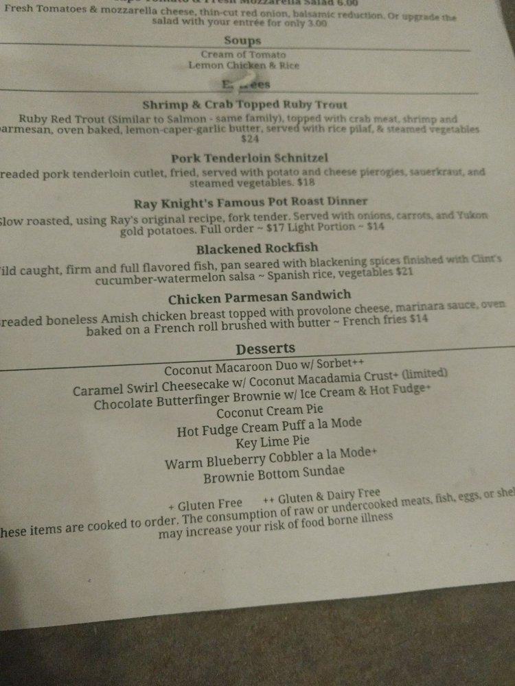 Menu at Knight's Steakhouse, Ann Arbor, Dexter Ave