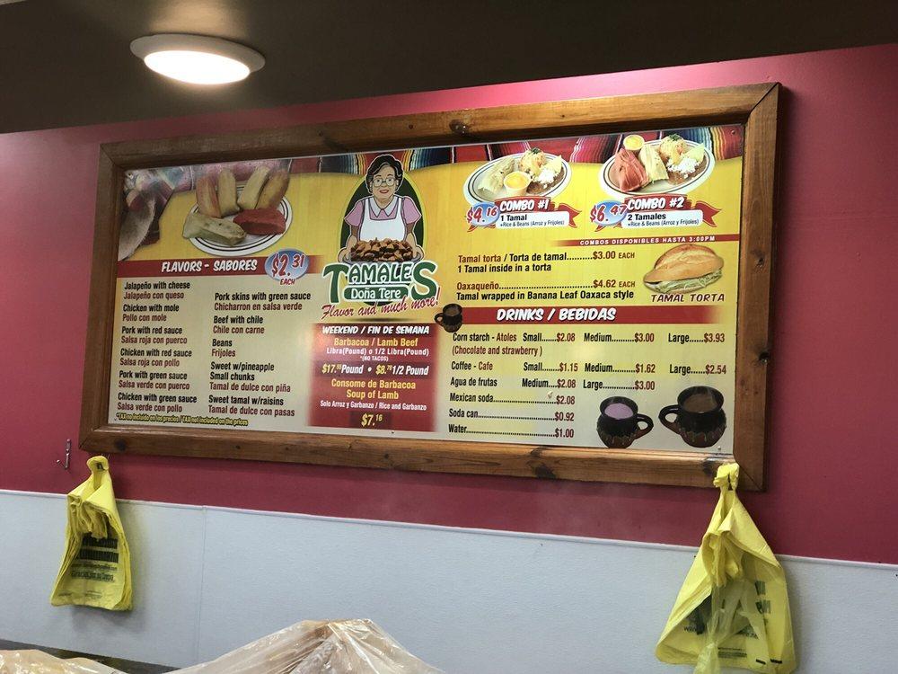 Menu at Tamales Doña Tere pub & bar, Houston, Beechnut St