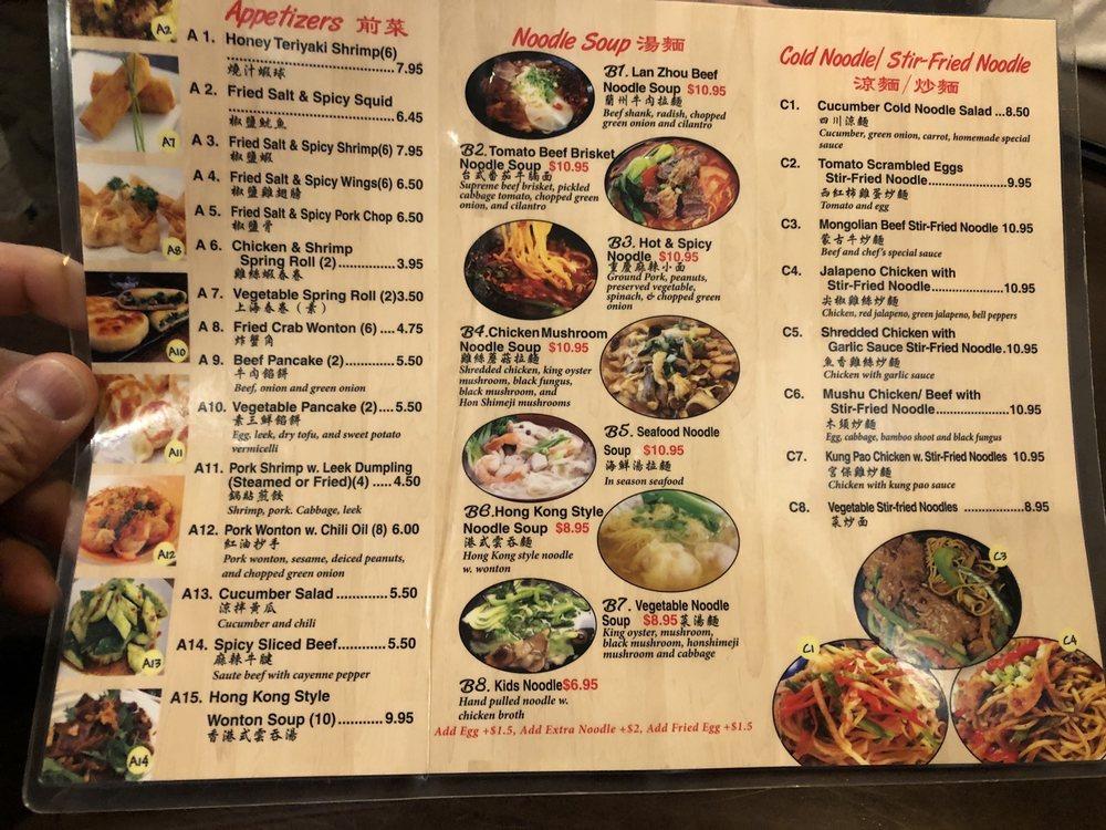 Menu at Noodle Man restaurant, Virginia Beach