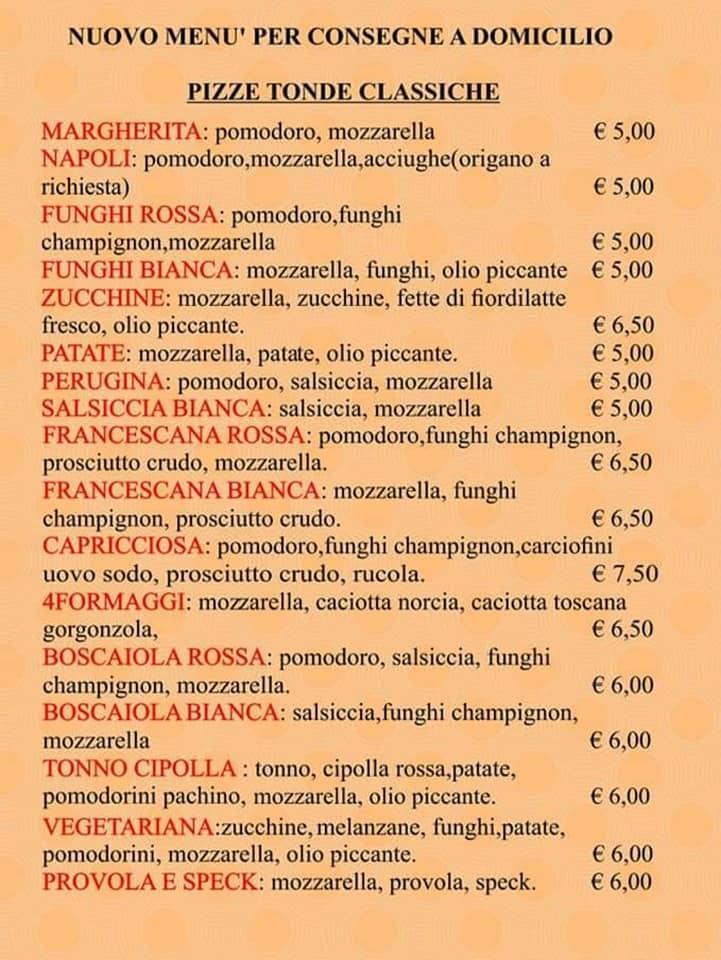 Menu di Pizza Roma 