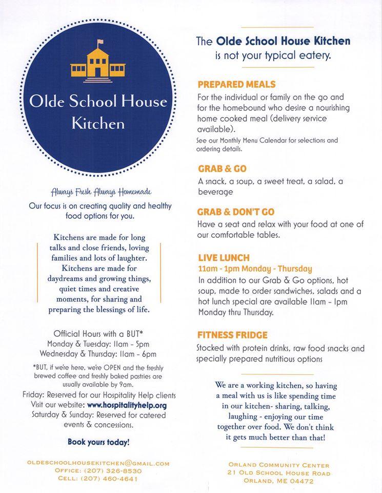 Menu at Olde School House Kitchen, Orland
