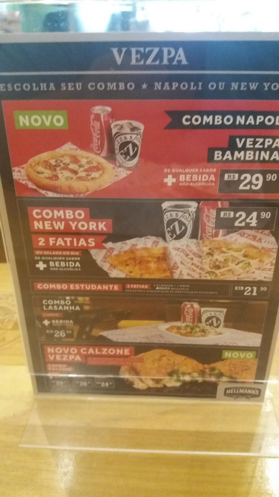 Vezpa Pizzas - Centro cardápio