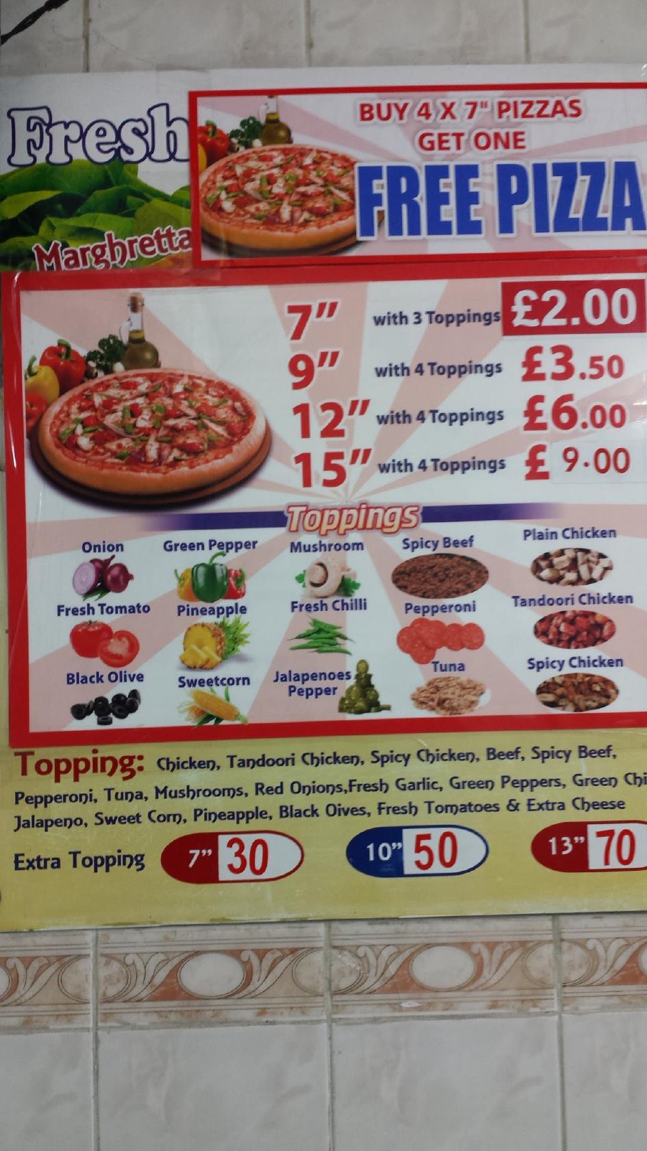 Menu at Village Chicken restaurant, London