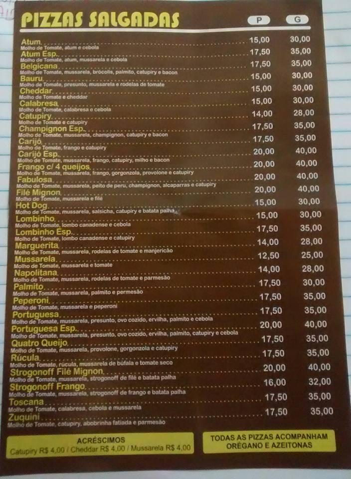 Pizzaria Do Gordinho cardápio
