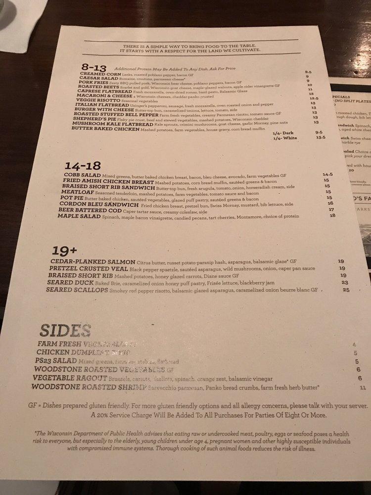 Menu at ParkSide 23 restaurant, Brookfield