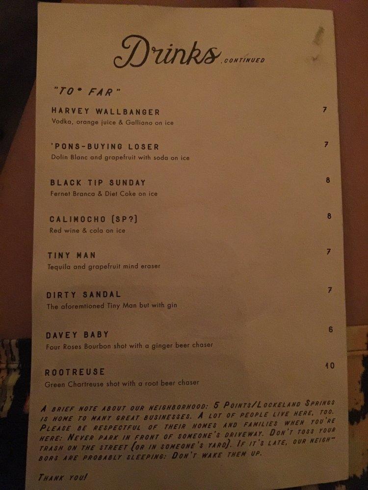 Menu at Rosemary & Beauty Queen pub & bar, Nashville