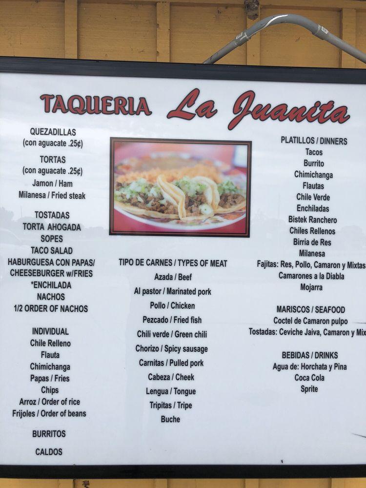 Carta del restaurante La Juanita, Le Mars