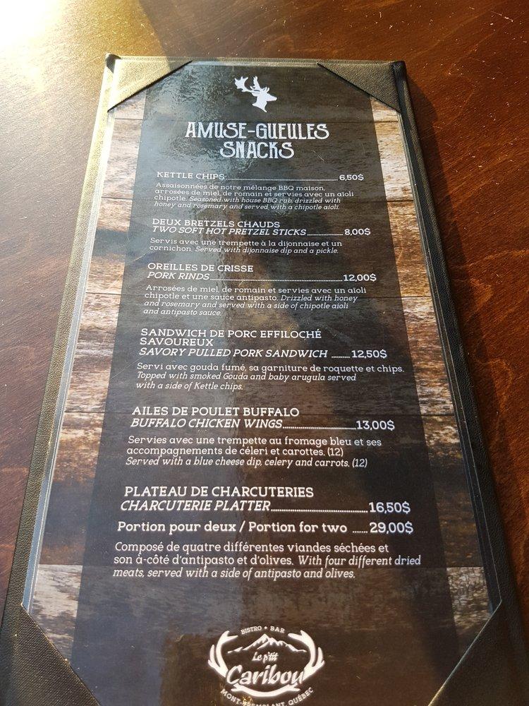Menu At Le P Tit Caribou Restaurant Mont Tremblant