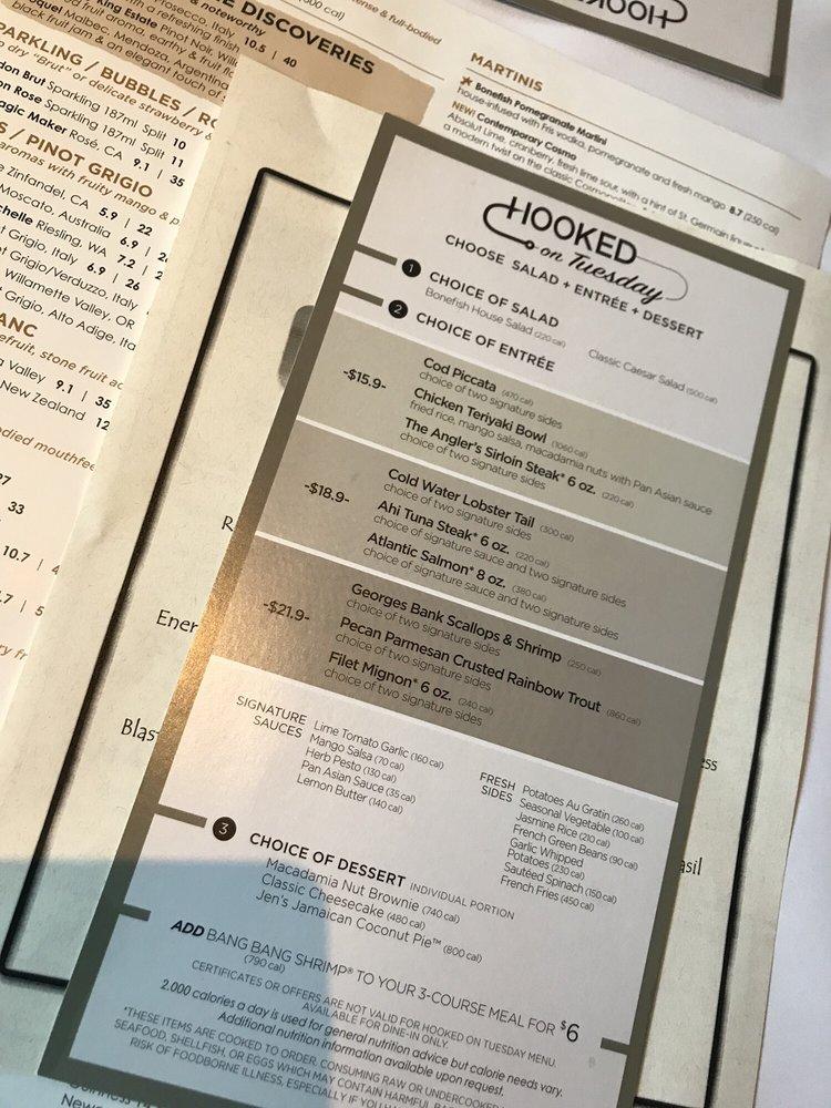Menu at Bonefish Grill restaurant, Egg Harbor Township