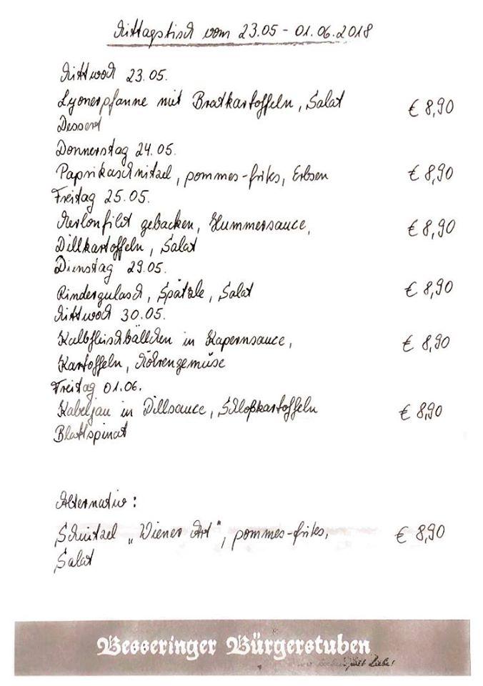 Speisekarte von Gaststätte Bürgerstuben restaurant Merzig Bezirkstraße 96