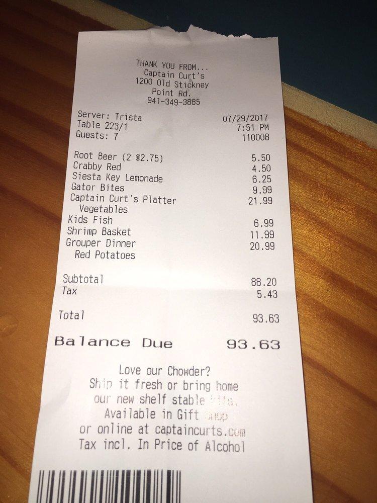 Captain Curt's Crab & Oyster Bar Menu