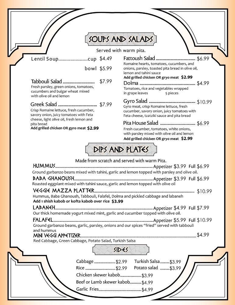 Menu at Pita House restaurant, Battle Ground, 715 W Main St 117