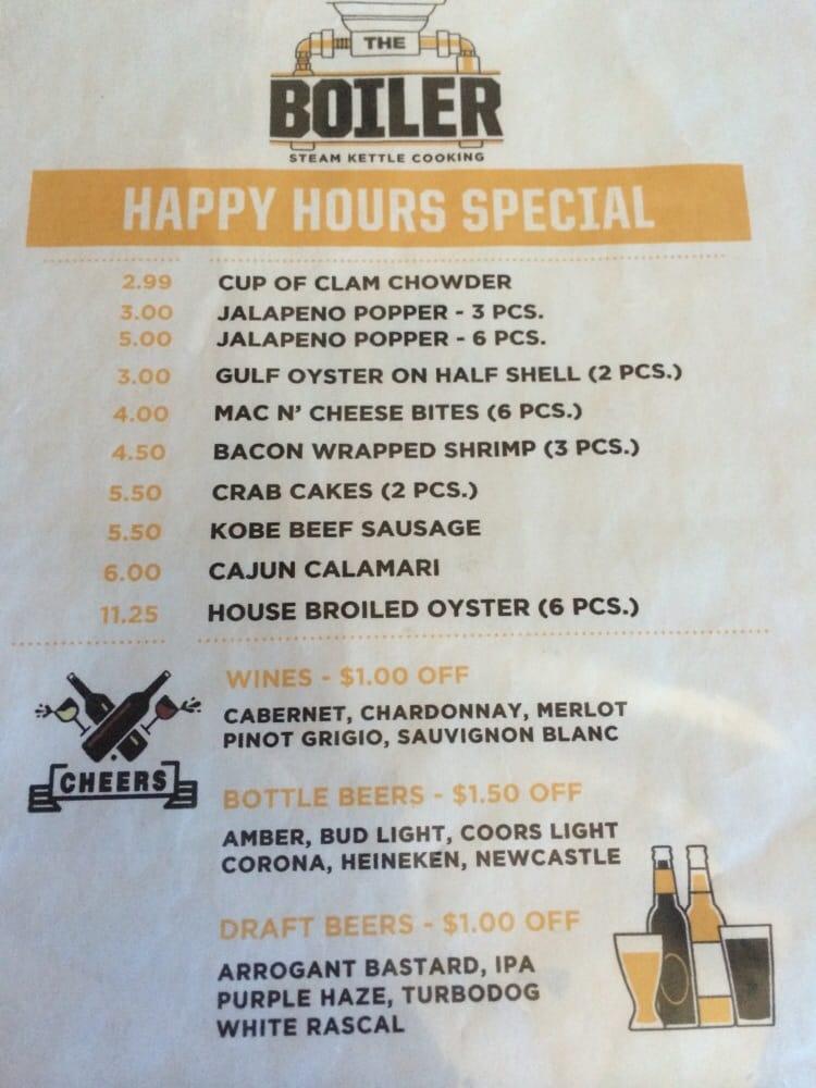 Menu at The Boiler Steam Kettle Cooking restaurant, Chino Hills