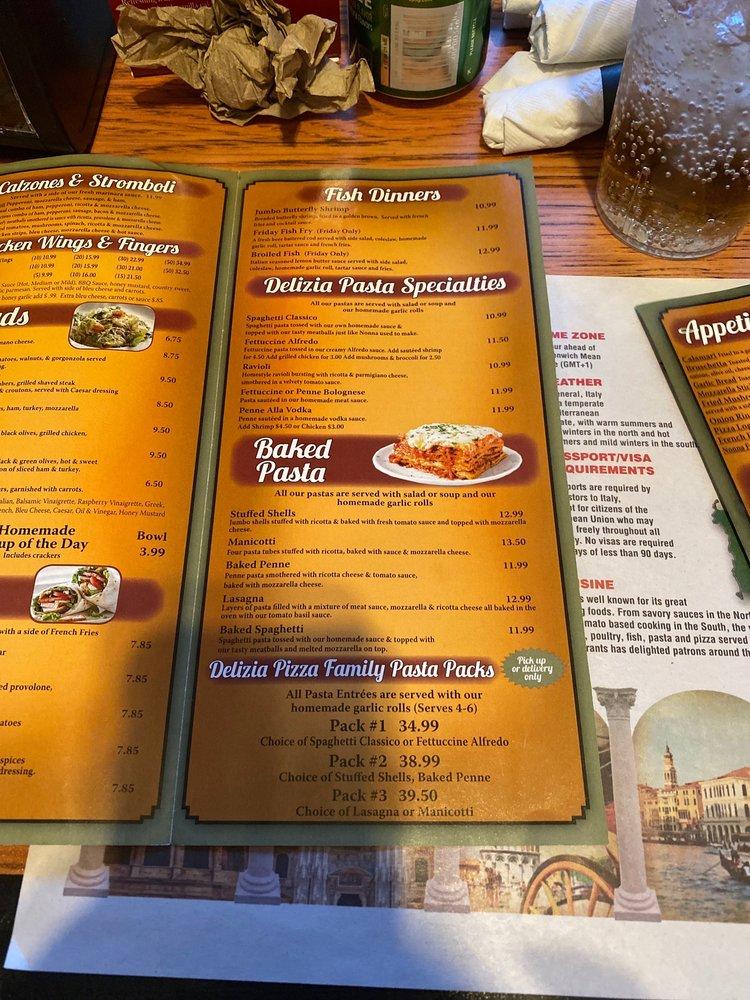 Menu at Pizza Delizia Italian Classics pizzeria, Elma