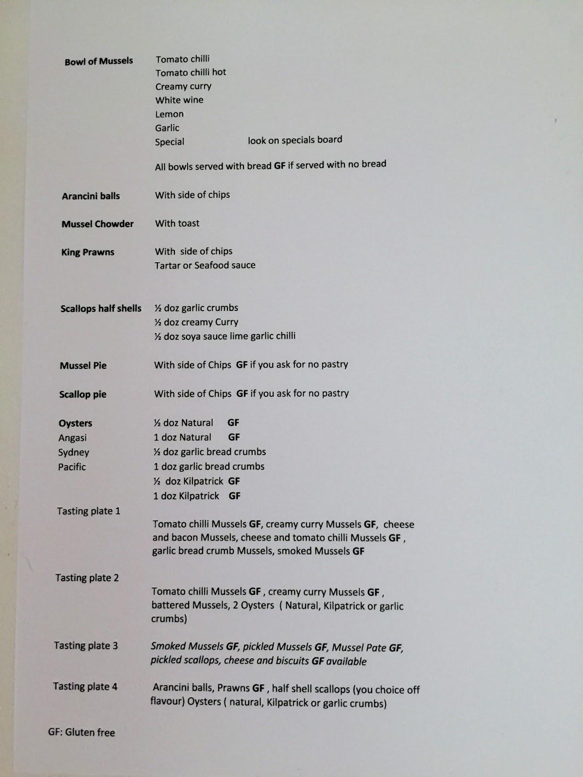 Menu at The Little Mussel Cafe, Portarlington, 40 St