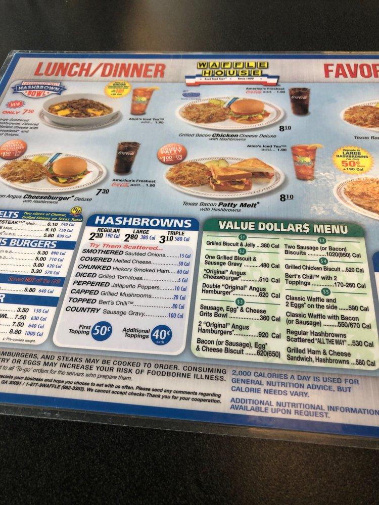 Menu at Waffle House restaurant, Kenner, Williams Blvd