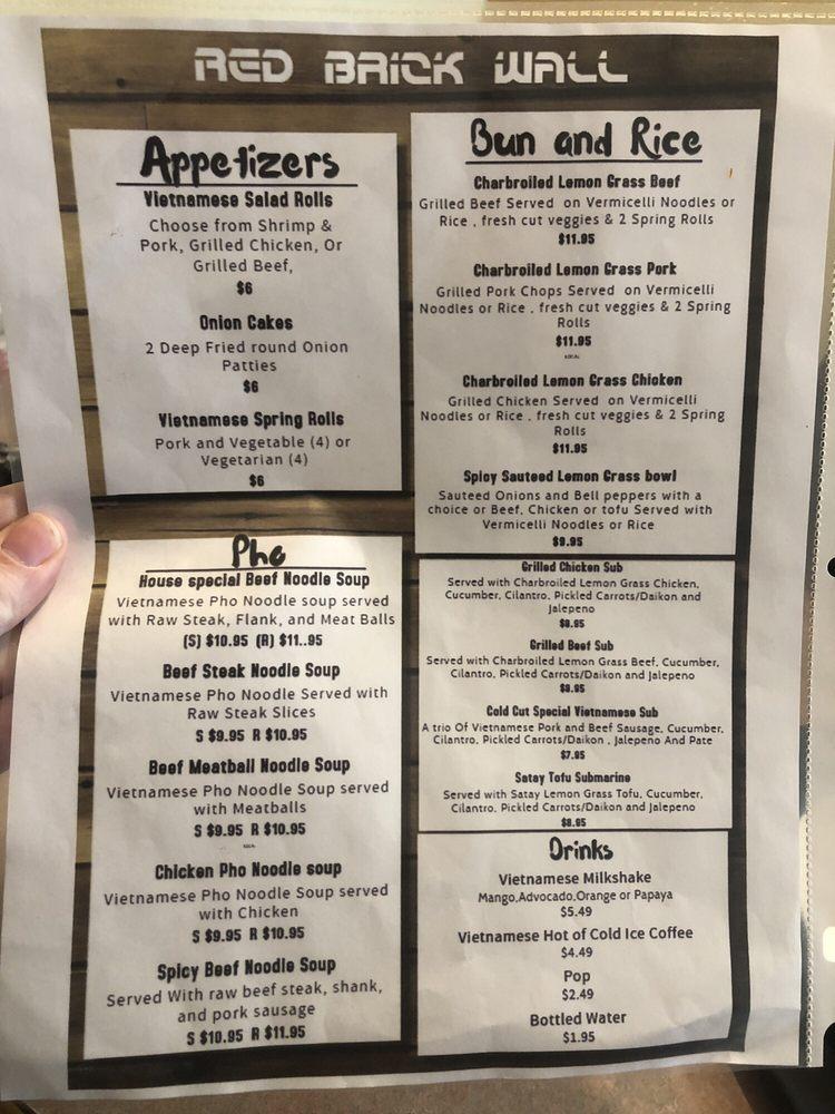 Menu at Red Brick Wall restaurant, St. Albert