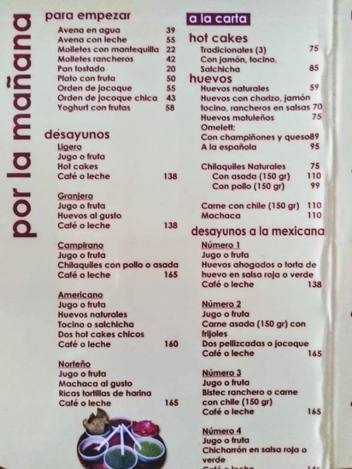 Carta Del Restaurante El Asadero Tepic