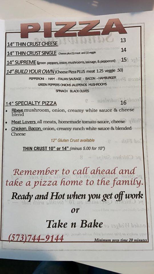 Menu at Four C's Edge pub & bar, Freeburg
