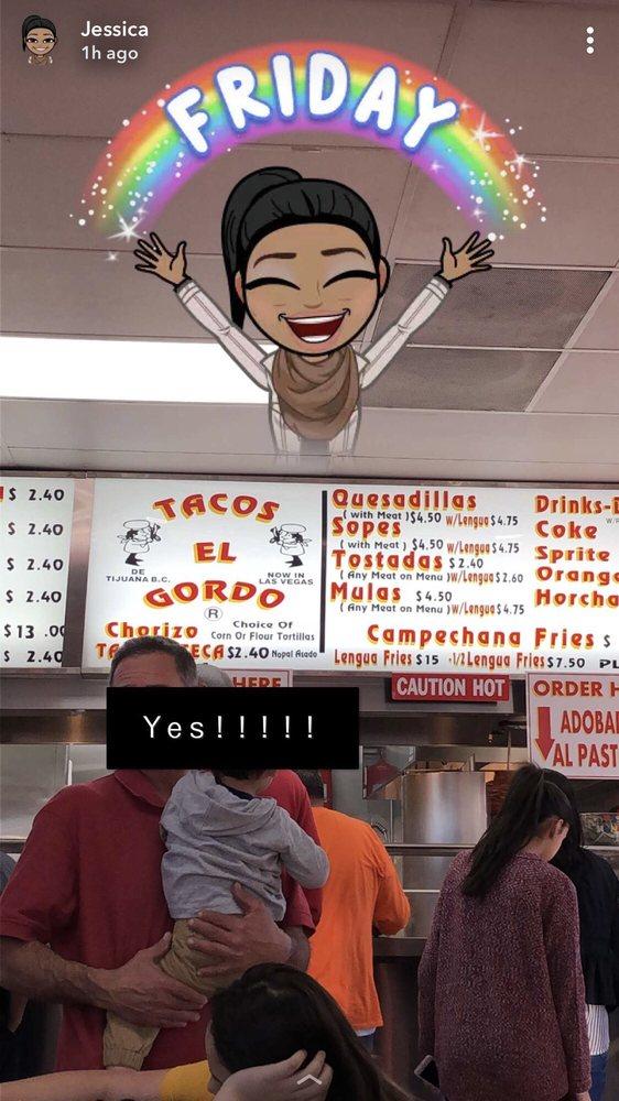 Carta del restaurante Tacos El Gordo, Las Vegas, E Charleston Blvd