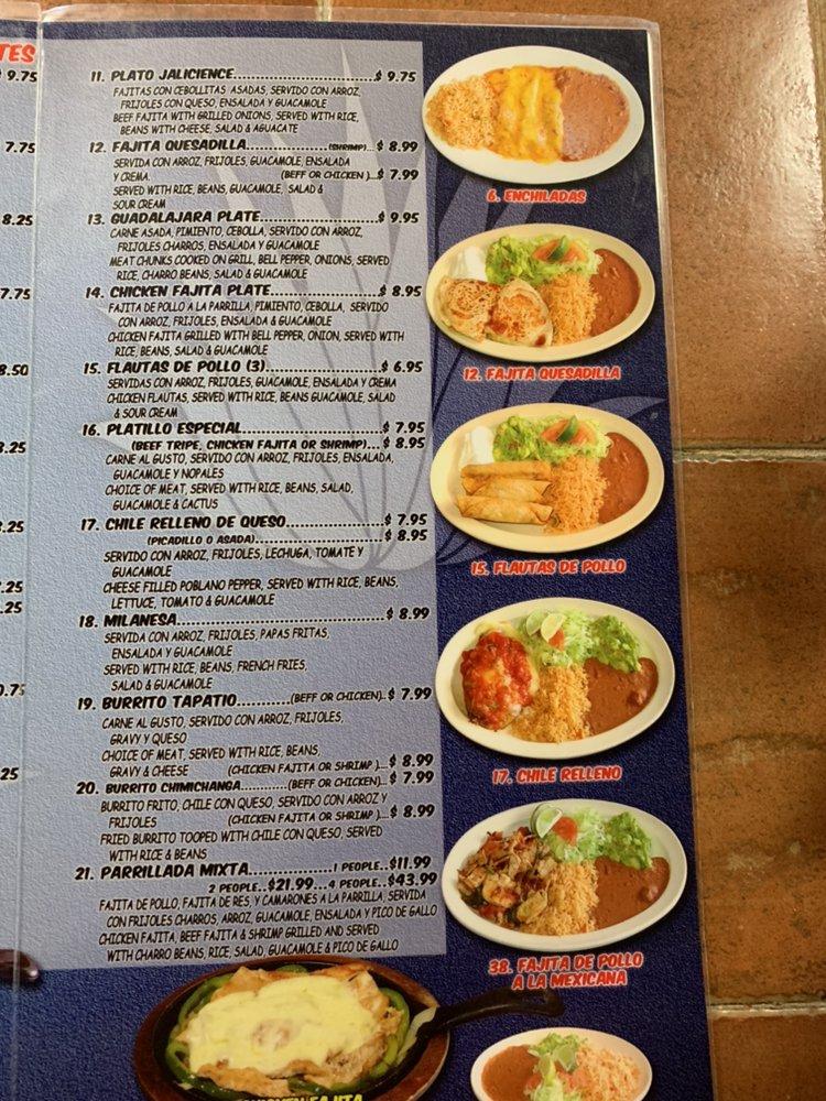 Menu at Taqueria El Jimador restaurant, Houston, Hwy 6 N