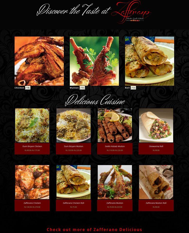 Zafferano menu
