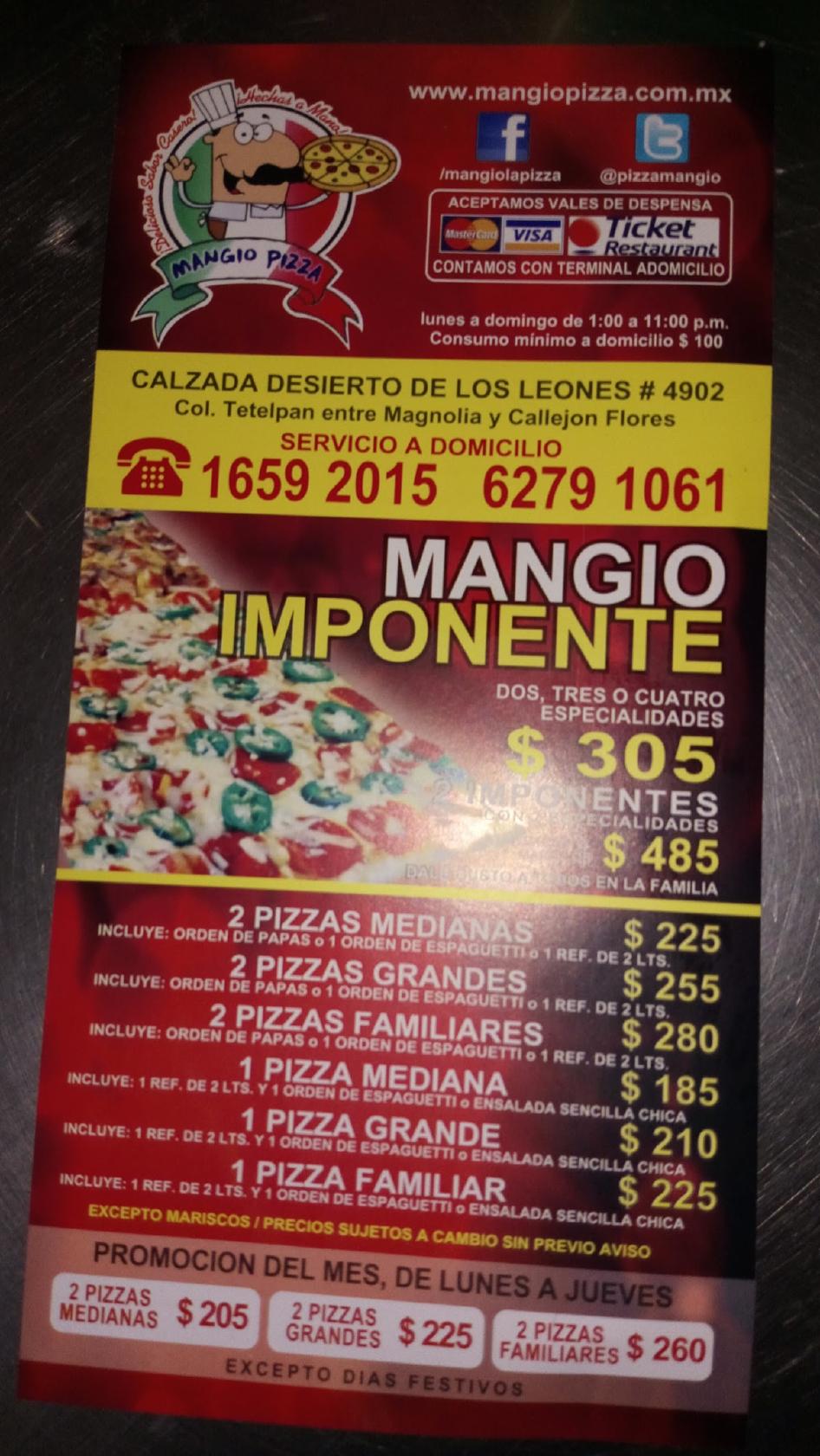 Mangio Pizza restaurant, Mexico City, Desierto de los Leones 4902 -  Restaurant reviews