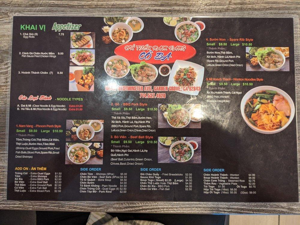 Carta del restaurante Quán Nhà Hai Lúa, Garden Grove
