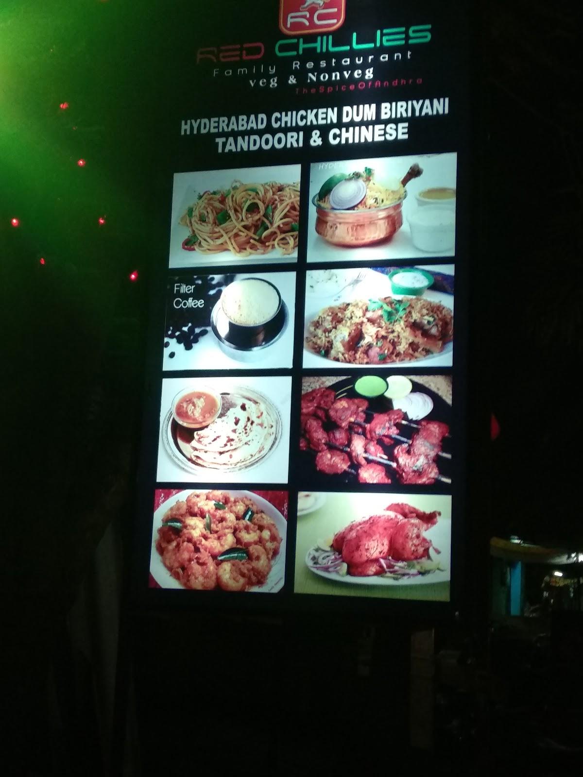 Menu at RC RED CHILLIES, Srikalahasti